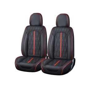 Huse auto premium 5 locuri Carguard Deluxe piele ecologică perforată - negru - rosu