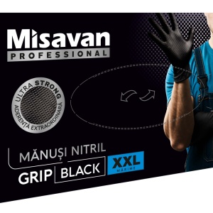 Manusi nitril Grip Misavan - negru - marimea XXL ● 50 buc.