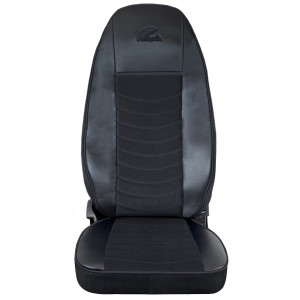 SET HUSE SCAUN TRUCK UMBRELLA PENTRU SCANIA SERIA R 2006-2020 PIELE ECOLOGICA NEAGRA + VELVET NEGRU - Img 3