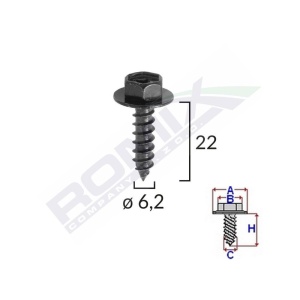 SURUB FIXARE ELEMENTE MOTOR PENTRU TOYOTA 6.2X22MM SET 10 BUC - Img 2