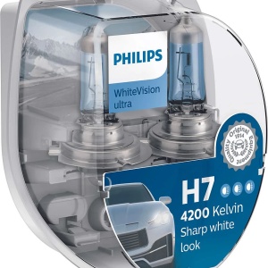 Bec Halogen Philips H7/W5W WhiteVision ultra 12V 55W PX26d - Set 2 Buc