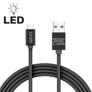 Cablu de date Negru - USB Type-C - Iluminare LED, 1m