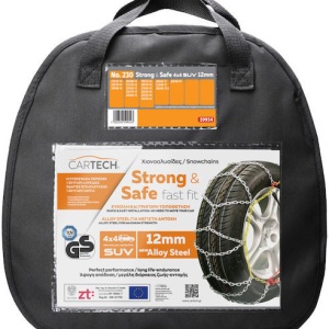 Cartech Strong & Safe Nr.230 Lanțuri Antiderapante Grosime 12mm Pentru Autoturism & Mașină 4x4 2buc