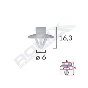 CLIPS FIXARE ELEMENTE EXTERIOARE PENTRU IVECO/OPEL/RENAULT 6X16.3 - GRI SET 10 BUC - Img 2