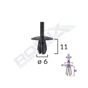CLIPS FIXARE ELEMENTE EXTERIOARE PENTRU OPEL/MERCEDES/RENAULT - NEGRU SET 10 BUC - Img 2