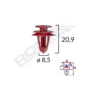 CLIPS TAPITERIE PENTRU LEXUS/SUZUKI/TOYOTA - 8.5X20.9MM - ROSU SET 10 BUC - Img 2