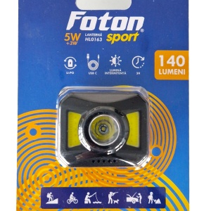 Lanterna frontala Foton Sport HL0163 7 moduri, USB-C, 3W+5W COB alb/rosu