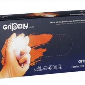 Manusi nitril pentru mecanici, Gripzzly portocaliu, 50 buc/set, Marime M