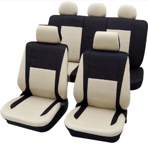 Set complet huse scaune (fata-spate) Elegance bej/negru PETEX