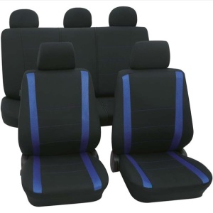 SET COMPLET HUSE SCAUNE (FATA-SPATE) NEGRU-ALBASTRU SAMOA PETEX.