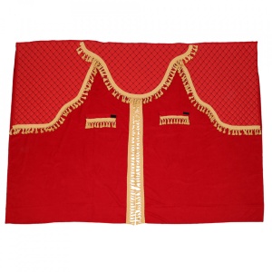 SET PERDELE CABINA CAMION. UNIVERSALE. VELUR. ROSU-AURIU