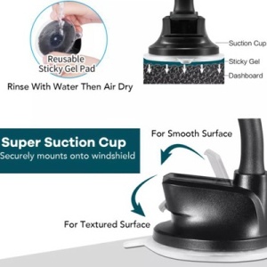 SUPORT TELEFON MAGNETIC AUTO CU FIXARE PE PARBRIZ CU VENTUZA - Img 7