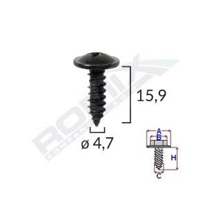 SURUB FIXARE ALFA ROMEO. FIAT. BMW 4.7X15.9MM - NEGRU SET 10BUC - Img 2