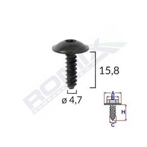 SURUB FIXARE ELEMENTE ROATA PENTRU VAG 4.7X15.8MM - NEGRU SET 10 BUC - Img 2
