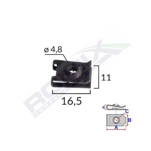 CLEMA FIXARE PENTRU AUDI, VW, SKODA 4.8X11X16.5MM NEGRU - SET 10BUC - Img 2