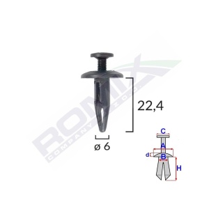 CLIPS FIXARE PENTRU BMW/GM 6X22.4MM - NEGRU SET 10 BUC - Img 2