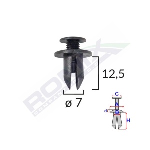 CLIPS FIXARE PENTRU HONDA SUBARU TOYOTA 7X12.5MM - NEGRU SET 10 BUC - Img 2