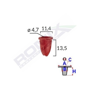CLIPS FIXARE PENTRU MERCEDES 11.4X13.5MM - ROSU SET 25 BUC - Img 2