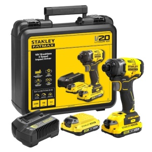 Masina de Insurbat cu Impact 18V, Stanley Fatmax V20, Fara Perii, 3 Viteze, Hex 1/4", 190Nm, 2 x 2.0