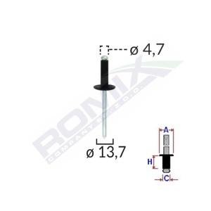POPNIT UNIVERSAL NEGRU 4.7MM SET 10 BUC - Img 2
