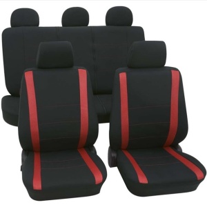 SET COMPLET HUSE SCAUNE (FATA-SPATE) NEGRU-ROSU SAMOA PETEX.