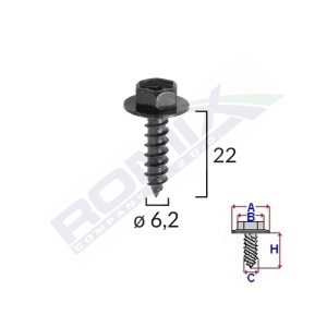 SURUB FIXARE ELEMENTE MOTOR PENTRU TOYOTA 6.2X22MM SET 10 BUC - Img 2