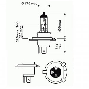 BEC FAR H4 12V 60/55W P43T BASIC SCT - Img 1