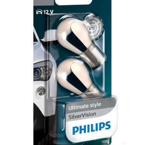 Bec Halogen Philips PY21W SilverVision 12V 21W BAU15s - Set 2 Buc