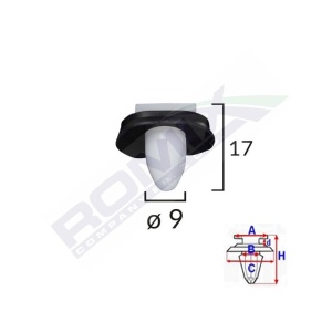 CLIPS FIXARE ELEMENTE EXTERIOARE PENTRU CITROEN/PEUGEOT/FIAT 9X17MM - ALB SET 10 BUC - Img 2