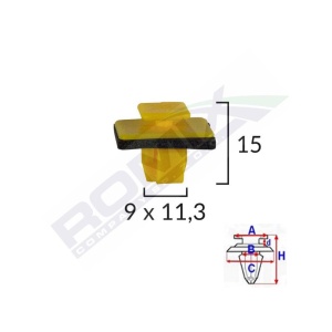CLIPS FIXARE ELEMENTE EXTERIOARE PENTRU HYUNDAI 9X11.3X15MM - GALBEN SET 10 BUC - Img 2