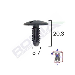 CLIPS FIXARE ELEMENTE ROATA PENTRU CITROEN/PEUGEOT 7X20.3MM - NEGRU SET 10 BUC - Img 2
