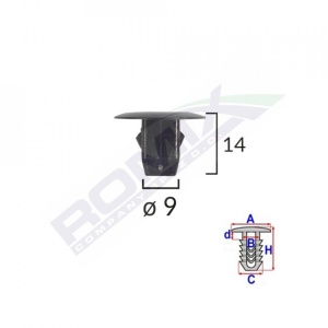 CLIPS FIXARE ELEMENTE ROATA PENTRU HONDA 9X14MM NEGRU SET 10 BUC