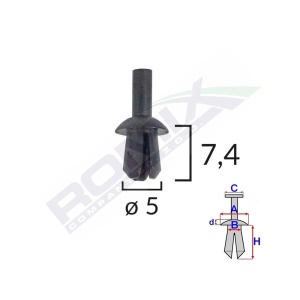 CLIPS FIXARE PENTRU AUDI/VW 5X7.4MM - NEGRU SET 25 BUC - Img 2