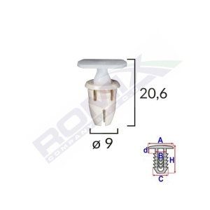 CLIPS FIXARE PRAG PENTRU MERCEDES 9X20.6MM - ALB SET 10 BUC - Img 2