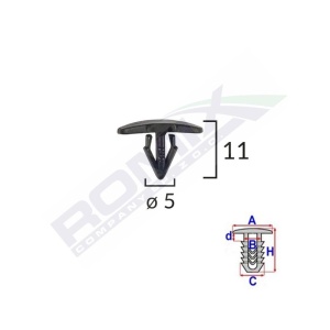 CLIPS TIP GARNITURA PENTRU CITROEN/PEUGEOT/RENAULT 5X11MM - NEGRU SET 25 BUC - Img 2
