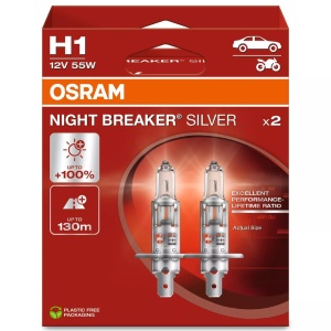 Bec Osram Night Breaker Silver H1 12V 55W P14,5s Set 2 buc