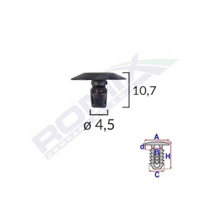 CLIPS CAPAC PENTRU CITROEN/PEUGEOT 4.5X10.7MM - NEGRU SET 25 BUC - Img 2
