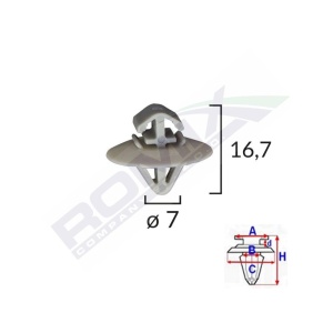 CLIPS FIXARE ELEMENTE EXTERIOARE PENTRU IVECO/OPEL/RENAULT 7X16.7 - GRI SET 10 BUC - Img 2