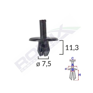 CLIPS FIXARE PENTRU ALFA ROMEO/FIAT 7.5X11.3MM - NEGRU SET 10 BUC - Img 2