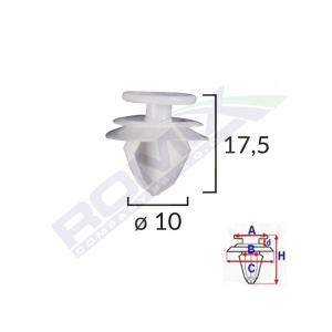 CLIPS TAPITERIE PENTRU CITROEN/PEUGEOT/VOLVO 10X17.5MM - GRI SET 10 BUC - Img 2