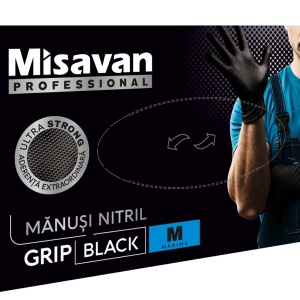 Manusi nitril Grip Misavan - negru - marimea M ● 50 buc.