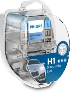 SET 2 BECURI FAR H1/W5W P14.5S 55W 12V WHITE VISION ULTRA PHILIPS - Img 3