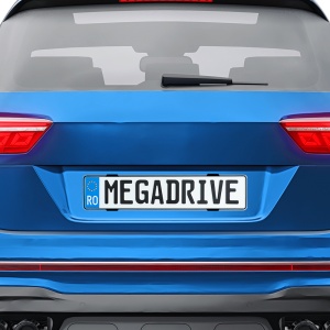 SUPORT NUMAR INMATRICULARE MEGA DRIVE FARA RAME SET 4 BUC (FATA + SPATE) NEGRU - Img 1