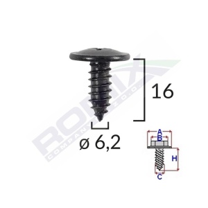 SURUB FIXARE ELEMENTE EXTERIOR PENTRU TOYOTA, KIA, HYUNDAI 6.2X16MM SET 10 BUC - Img 2