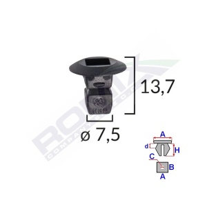 CLEMA FIXARE ELEMENTE ROATA PENTRU GRUP VAG 7.5X13.7MM NEGRU SET 10 BUC - Img 2