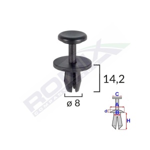 CLIPS FIXARE ELEMENTE EXTERIOARE PENTRU CITROEN/PEUGEOT 8X14.2MM - NEGRU SET 10 BUC - Img 2