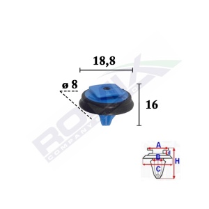 CLIPS FIXARE ELEMENTE EXTERIOR PENTRU FIAT, JEEP 8X16MM ALBASTRU - SET 10 BUC - Img 2