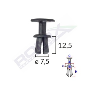 CLIPS FIXARE PENTRU BMW/SKODA 7.5X12.5MM - NEGRU SET 10 BUC - Img 2
