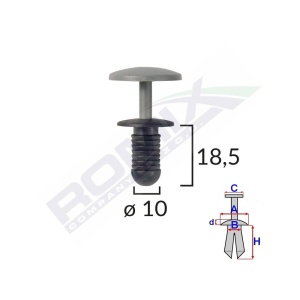 CLIPS FIXARE PENTRU FORD - 10X18.5MM - NEGRU SET 10 BUC - Img 2
