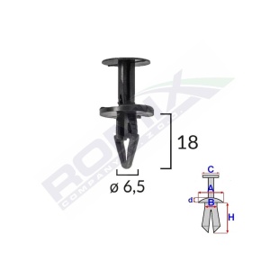 CLIPS FIXARE PENTRU FORD, OPEL 6.5X18MM NEGRU SET 10BUC - Img 2